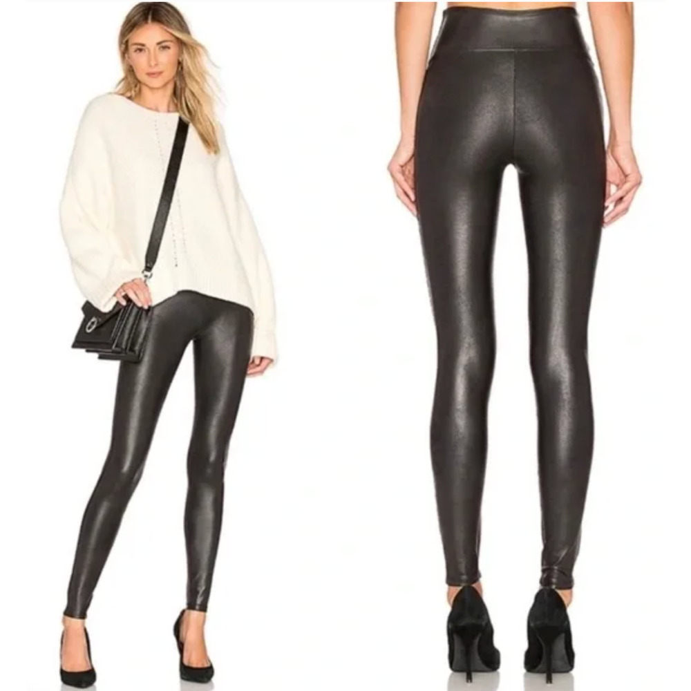 SPANX High Waisted Faux Leather Leggings L